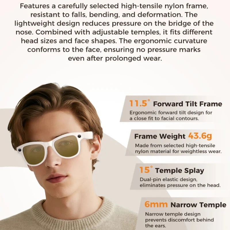 Newest Smart Glasses with Exclusive Charging Case M02 Ultra 4K HD Camera AI Translation Recognition Bluetooth Call Music Glasses