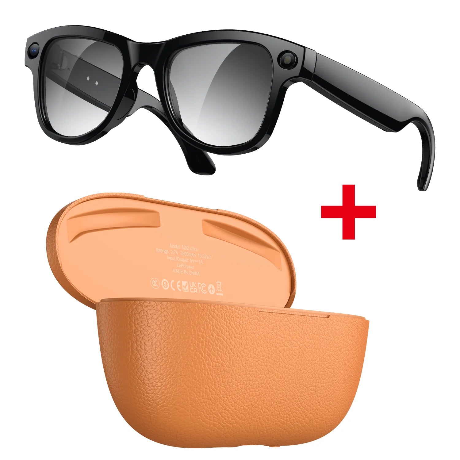 Newest Smart Glasses with Exclusive Charging Case M02 Ultra 4K HD Camera AI Translation Recognition Bluetooth Call Music Glasses