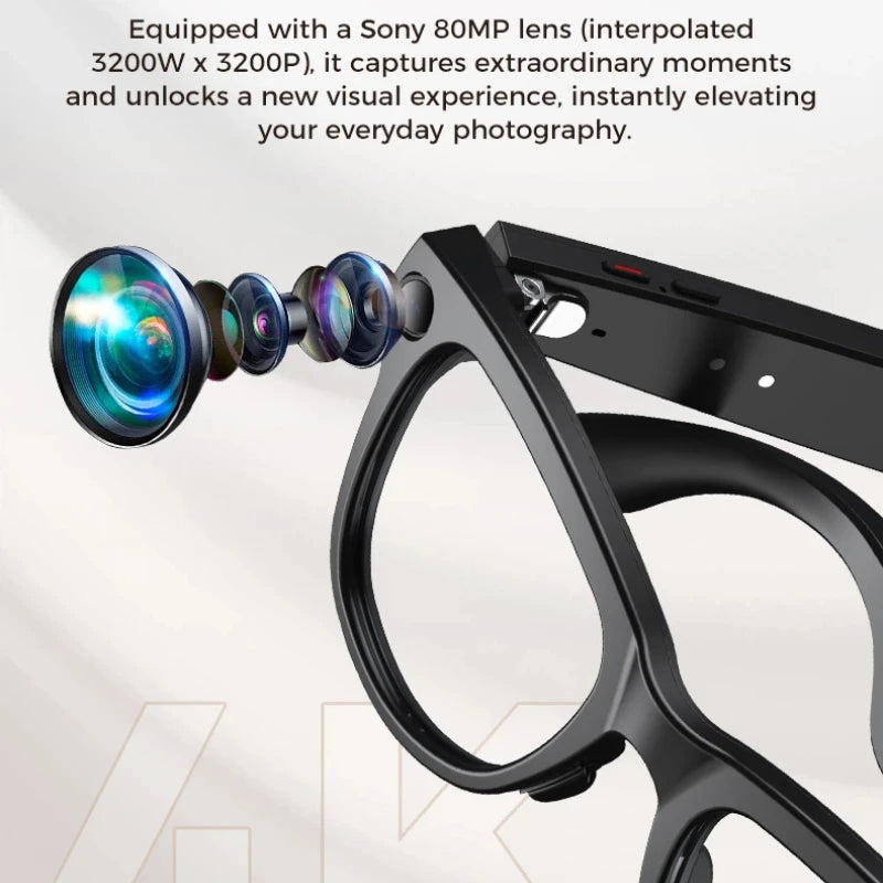 Newest Smart Glasses with Exclusive Charging Case M02 Ultra 4K HD Camera AI Translation Recognition Bluetooth Call Music Glasses