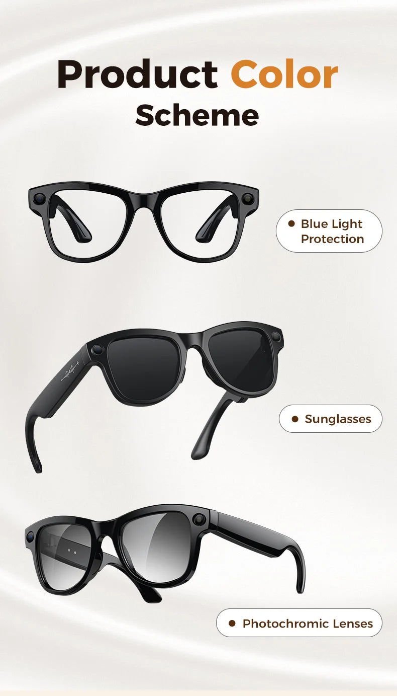 Newest Smart Glasses with Exclusive Charging Case M02 Ultra 4K HD Camera AI Translation Recognition Bluetooth Call Music Glasses